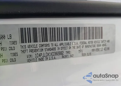 2019 Jeep Cherokee Limited Fwd z USA, uszkodzony, nr VIN 1C4PJLDX1KD302882